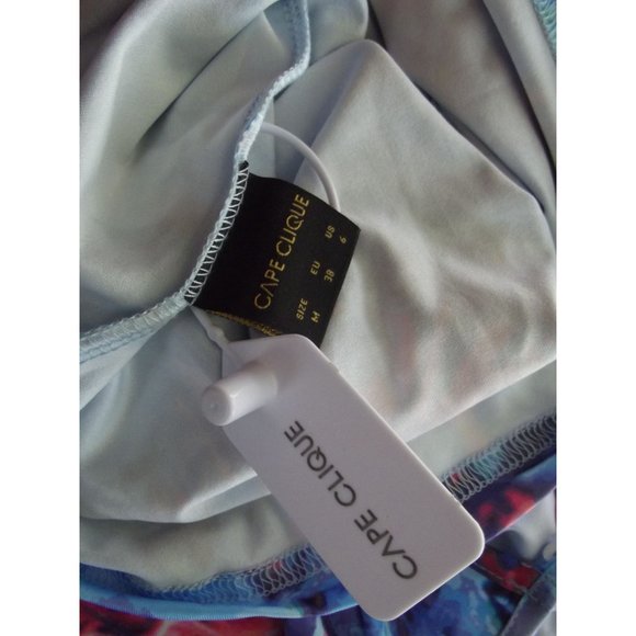 Cape Clique Dress Womens Medium Blue Bodycon Abstract Print Backless Mini sexy - Picture 8 of 8